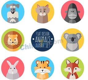 扁平化彩色动物图标